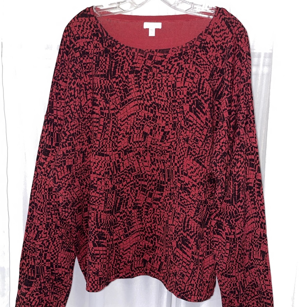 Garnet Hill Red and Black Geometric Sweatshirt